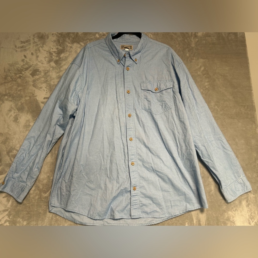 Duluth Trading Long Sleeve Button Down Shirt Men’s 2XL Blue Cotton